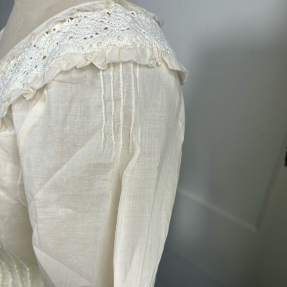 Vintage Late 90s/Y2K DKNY Jeans Cotton Crochet Peasant Blouse - Picture 12 of 15